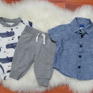 Old Navy Baby Boy 0-3 Months Denim Shirt button down & carter's set